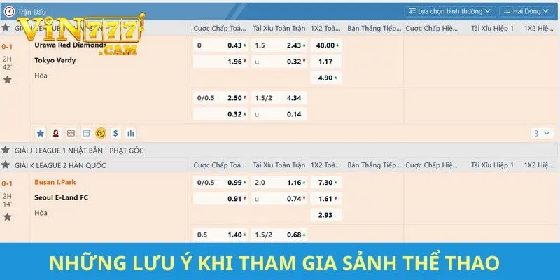 Những lưu ý khi tham gia sảnh thể thao trực tuyến